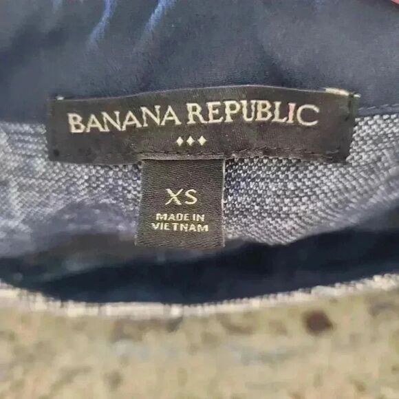 Banana Republic Women's Dark Navy & White Poly/Cotton/Rayon Textured Boucle Ruff - Picture 4 of 9